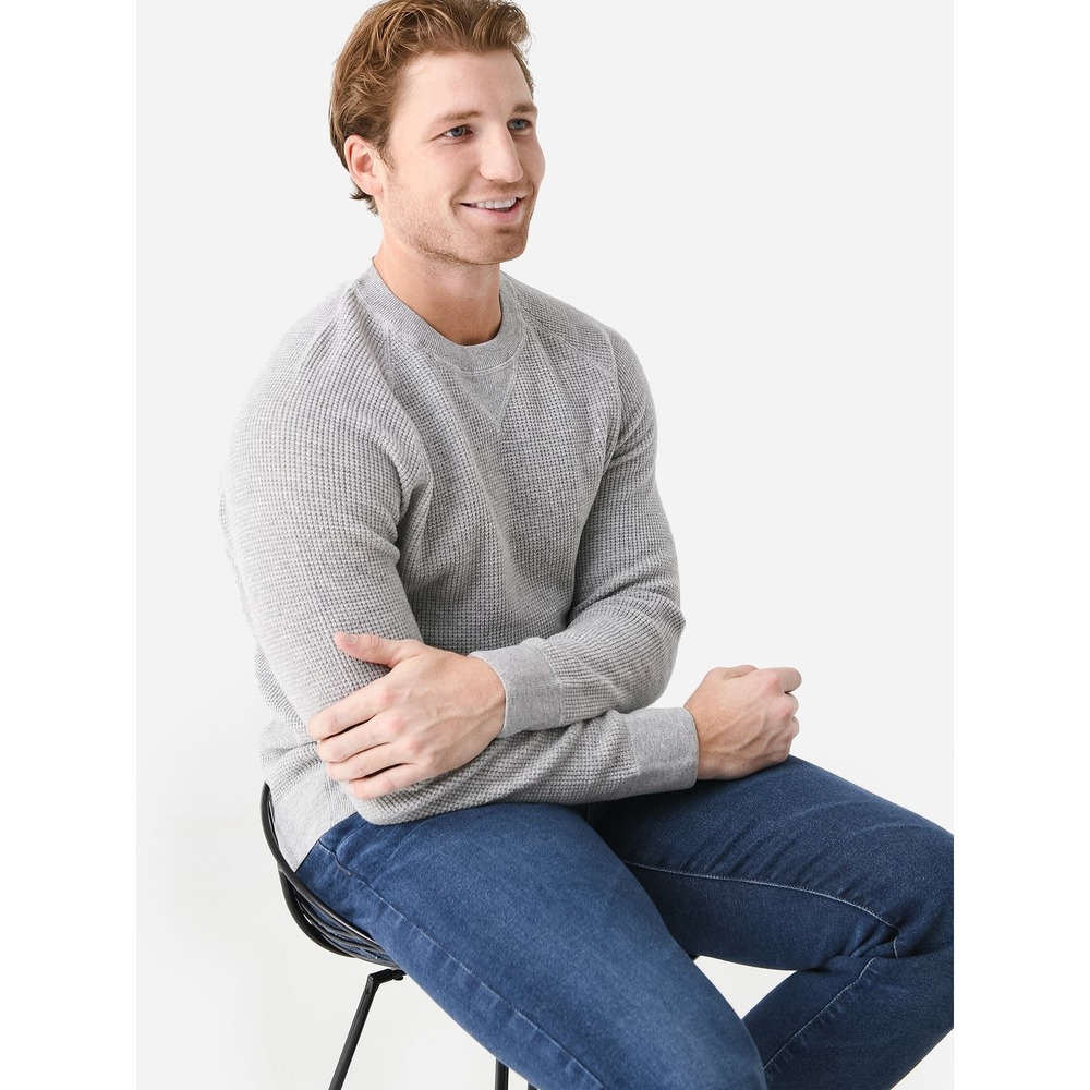 Outerknown | Grey Nostalgic Solid Waffle-Knit Organic Cotton-Blend‎ Sweater